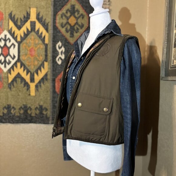 Ralph Lauren Olive Green Brown Vest Size Petite Medium - Picture 8 of 8